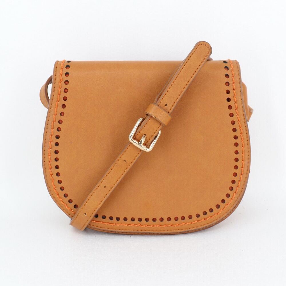 Shiraleah Chicago Crossbody Handbag Women Small Tan Western Saddle Bag Topstitch